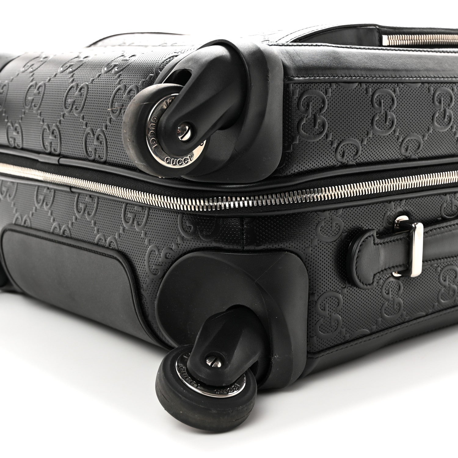 Gucci Monogram Jumbo GG Textured Dollar Calfskin Small Carry On Trolley Black 10 of 10