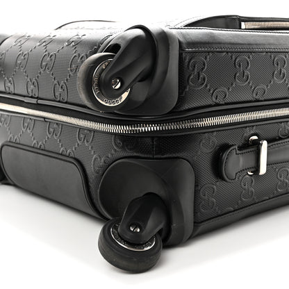 Gucci Monogram Jumbo GG Textured Dollar Calfskin Small Carry On Trolley Black 10 of 10