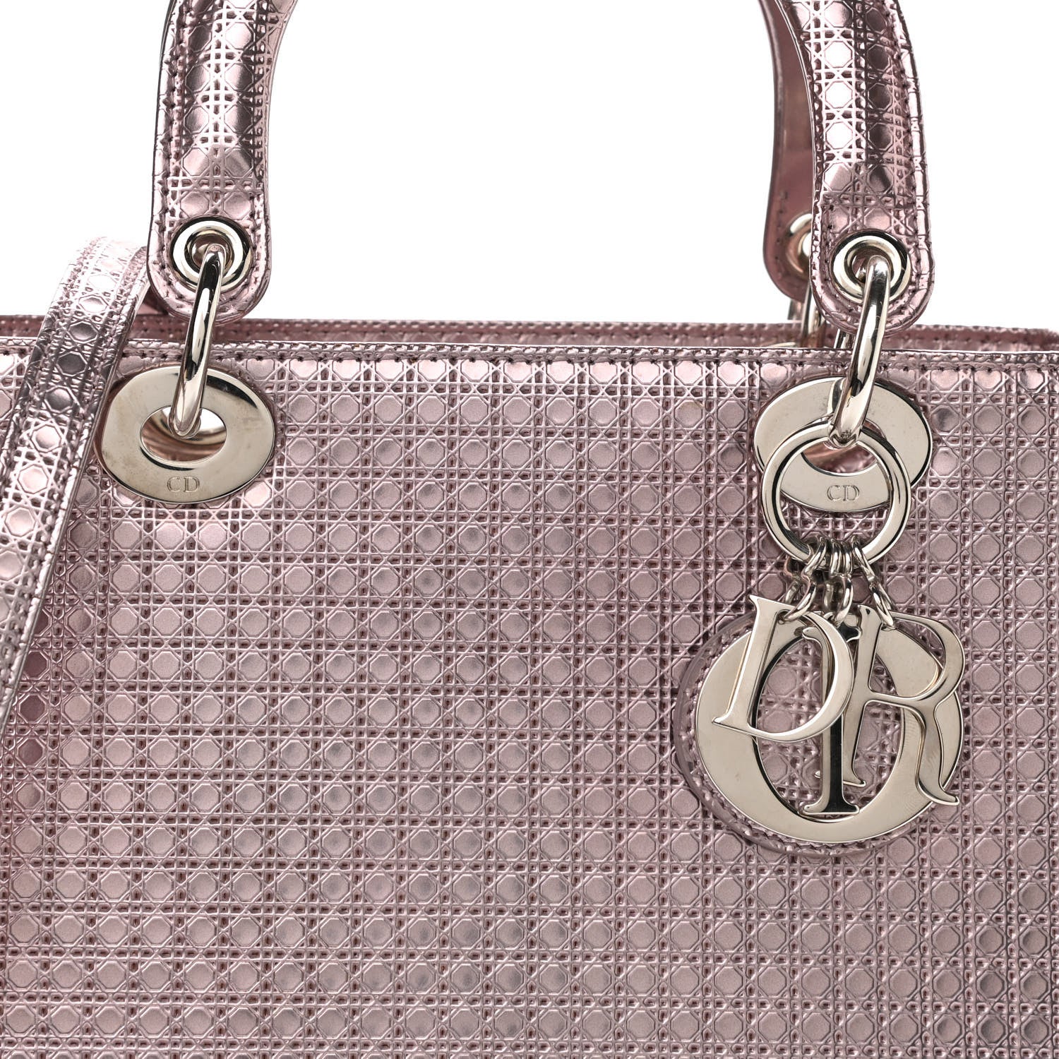 Christian Dior Metallic Patent Micro-Cannage Medium Lady Dior Pink 8 of 10
