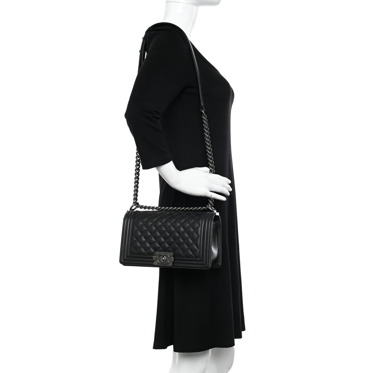 Chanel Caviar Quilted Medium Boy Flap Black 2 of 9