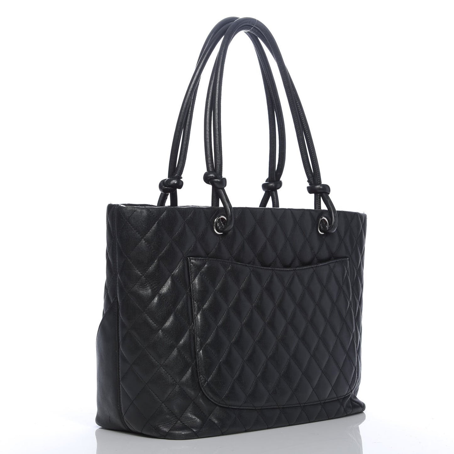 Calfskin Quilted Large Cambon Tote Black
