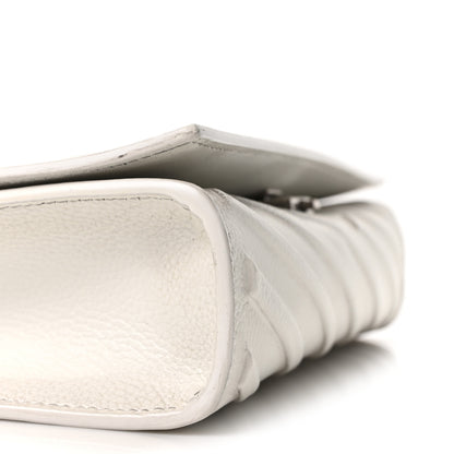 Balenciaga Distressed Grained Calfskin Embossed Car Flap Bag White 8 of 9