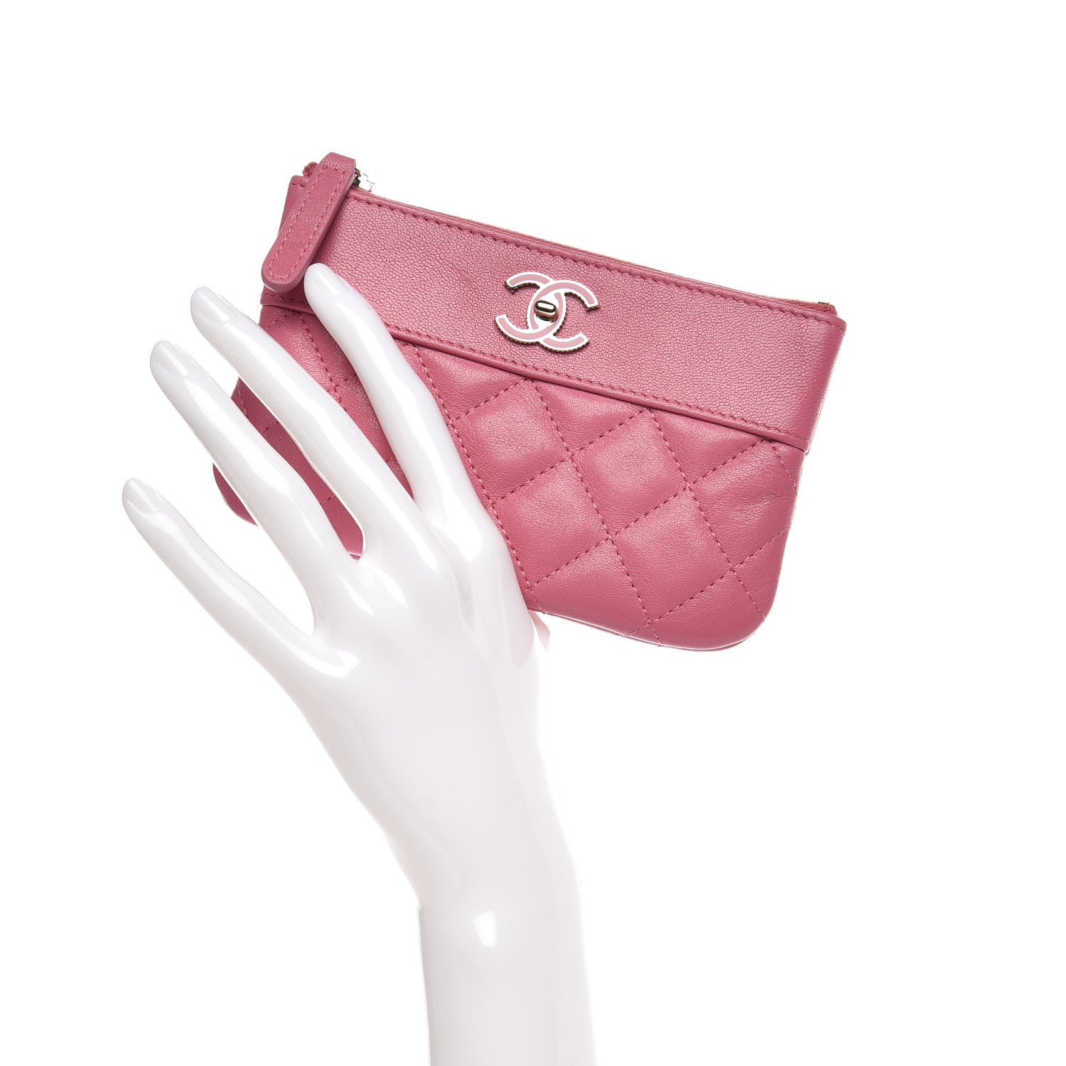Chanel Sheepskin Quilted Small Vintage Mademoiselle Cosmetic Case Pink 2 of 8