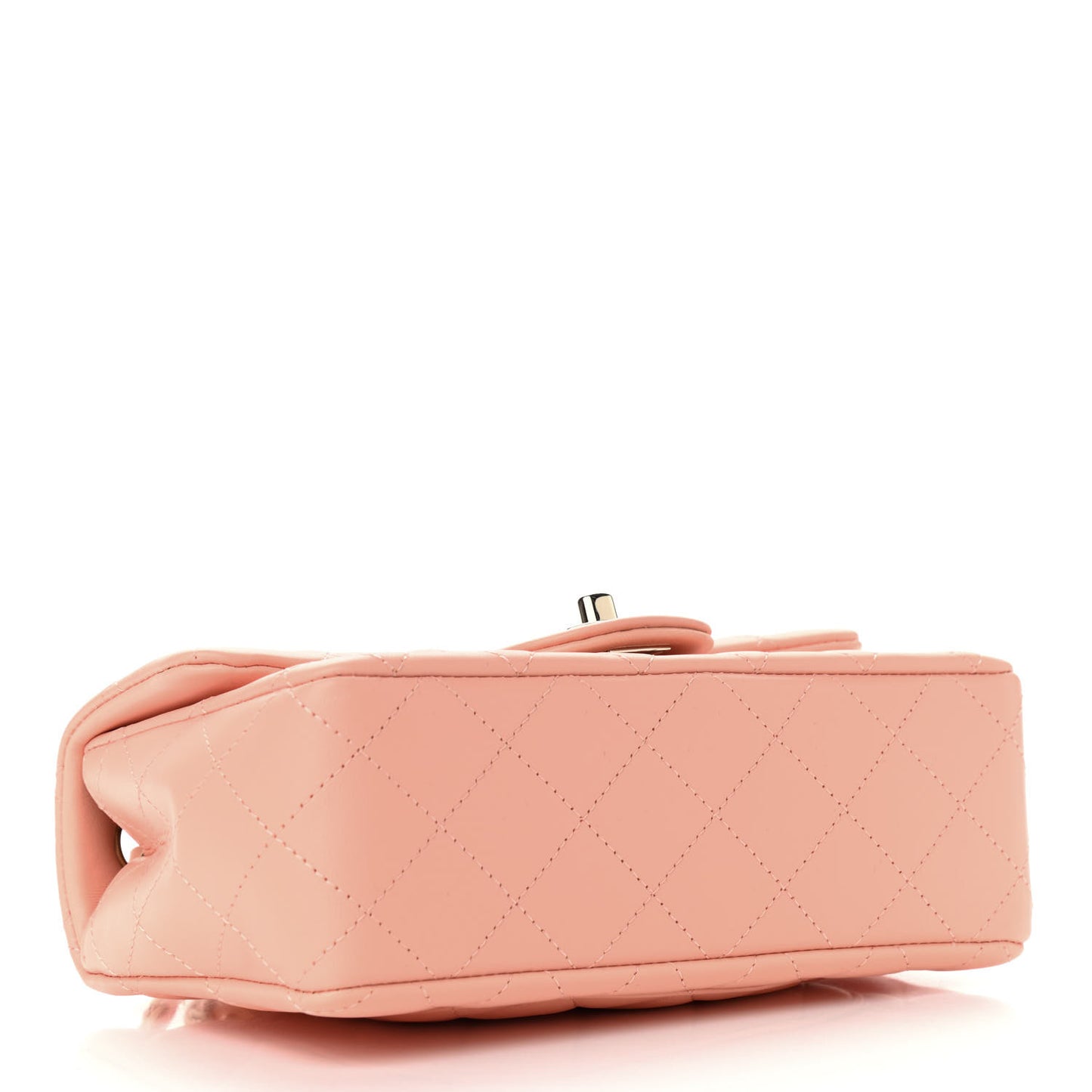 Lambskin Quilted Mini Rectangular Flap Light Orange