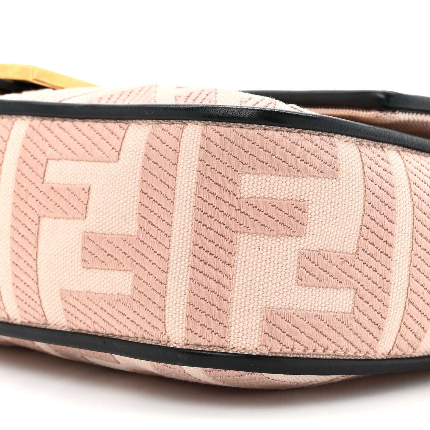 Canvas Vitello King FF Embroidered Baguette Rosa Quarzo Black