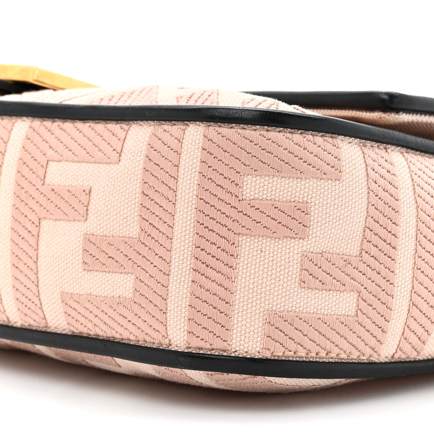 Fendi Canvas Vitello King FF Embroidered Baguette Rosa Quarzo Black 9 of 10