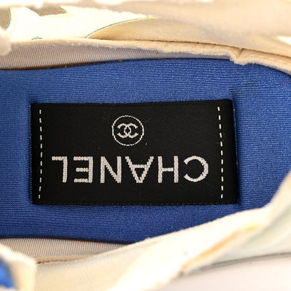 Chanel Calfskin Mesh Lyrca Womens Logo Sneakers 36 White Blue 7 of 9