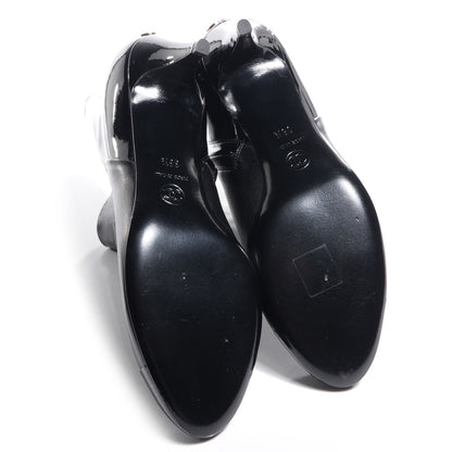 Chanel Patent Leather Cap Toe CC Boots 38.5 Black 4 of 7