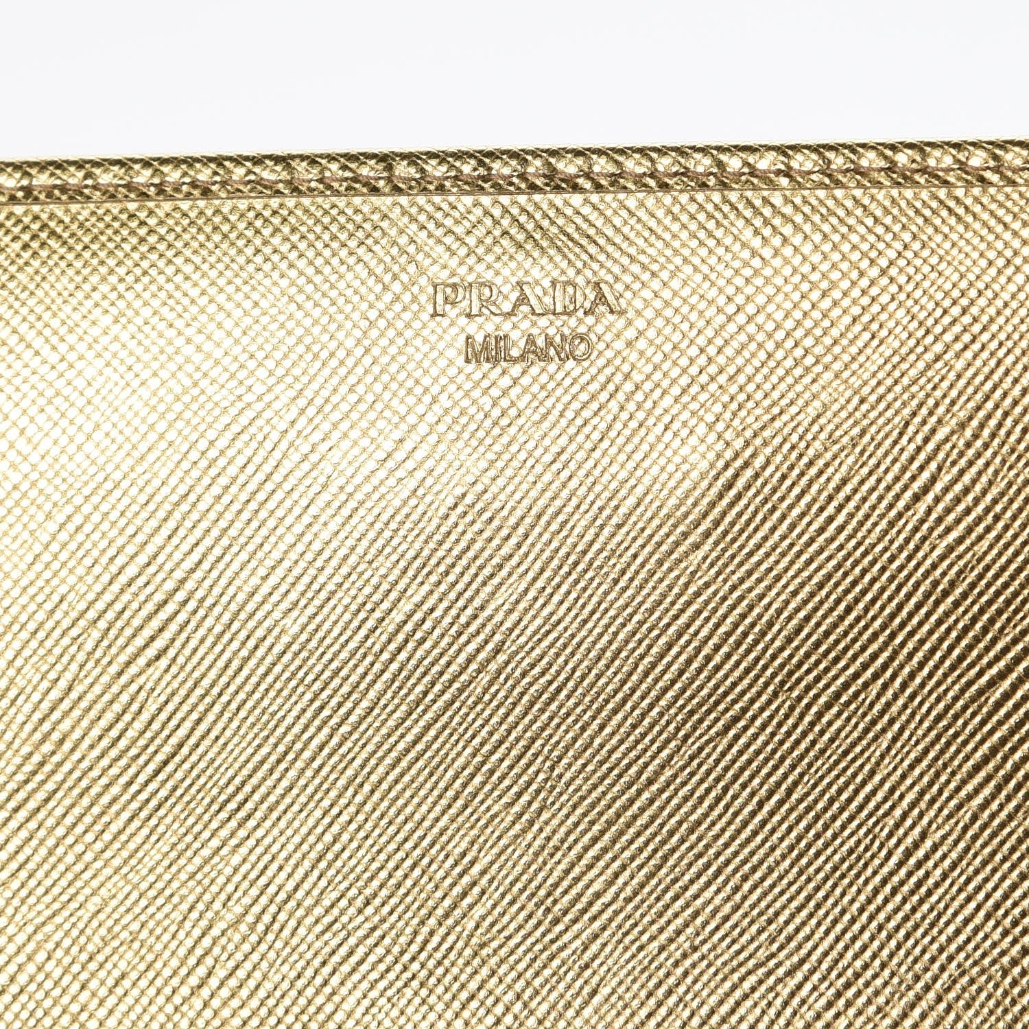 Prada Saffiano Metal Oro Chain Wallet Gold 6 of 8