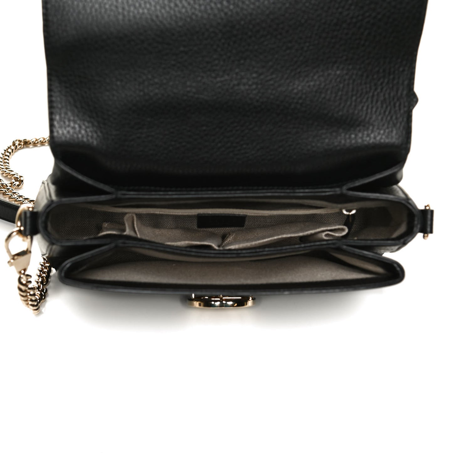 Dollar Calfskin Interlocking G Top Handle Shoulder Bag Black