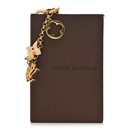 Louis Vuitton Brass Enamel Fleur De Monogram Bag Charm Chain Gold 5 of 5
