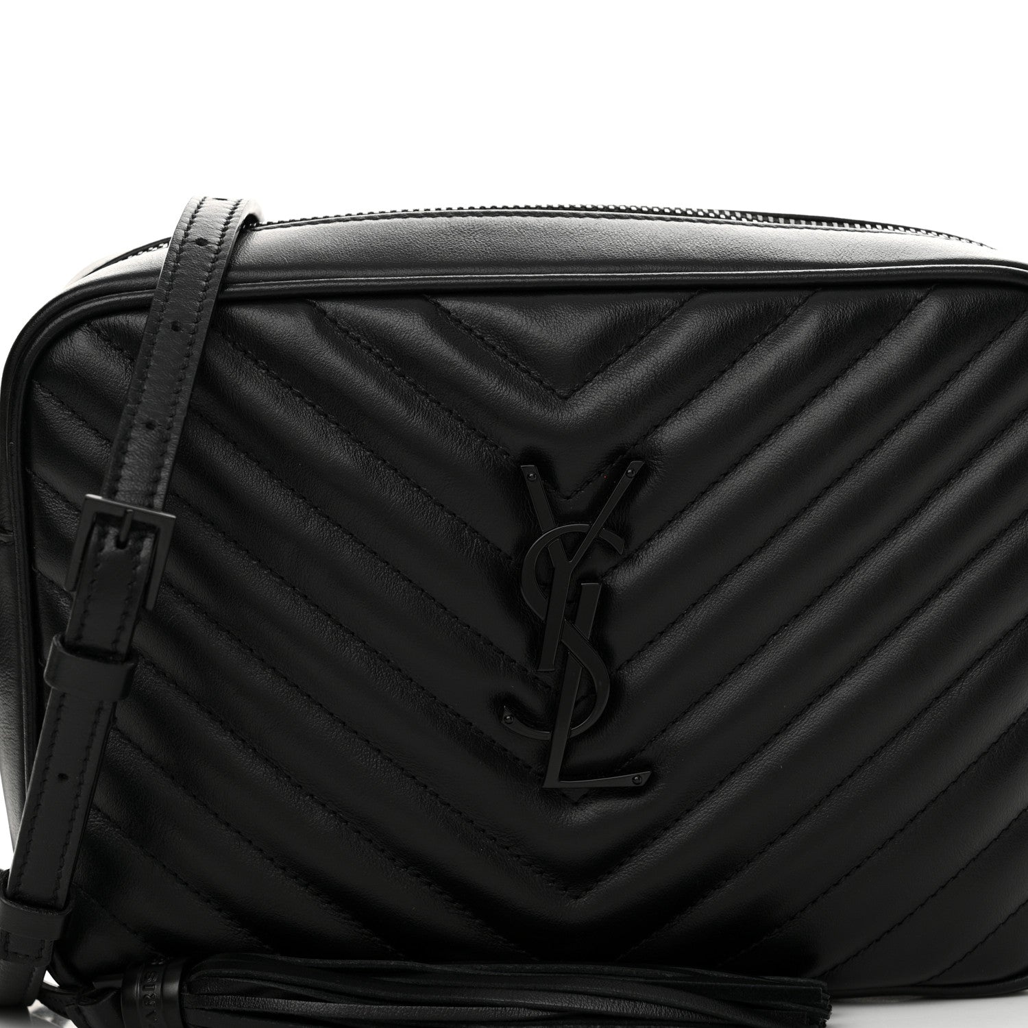 Saint Laurent Calfskin Matelasse Monogram Monochrome Lou Camera Bag Black 8 of 12