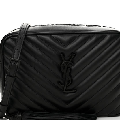 Saint Laurent Calfskin Matelasse Monogram Monochrome Lou Camera Bag Black 8 of 12