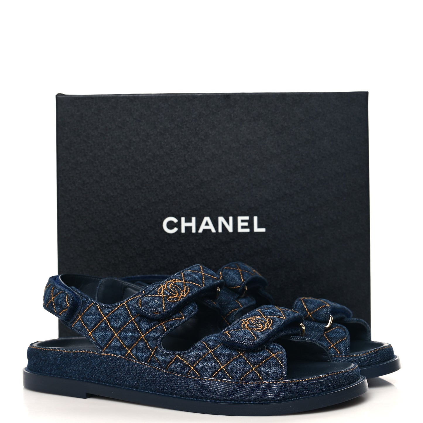 Denim Velcro Dad Sandals 40 Navy Blue