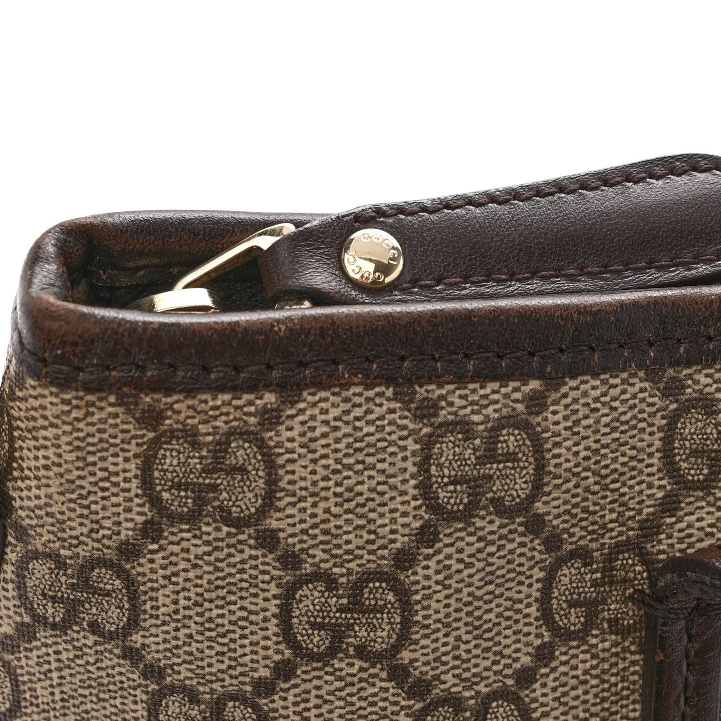 GG Supreme Monogram Small Zippered Tote Dark Brown