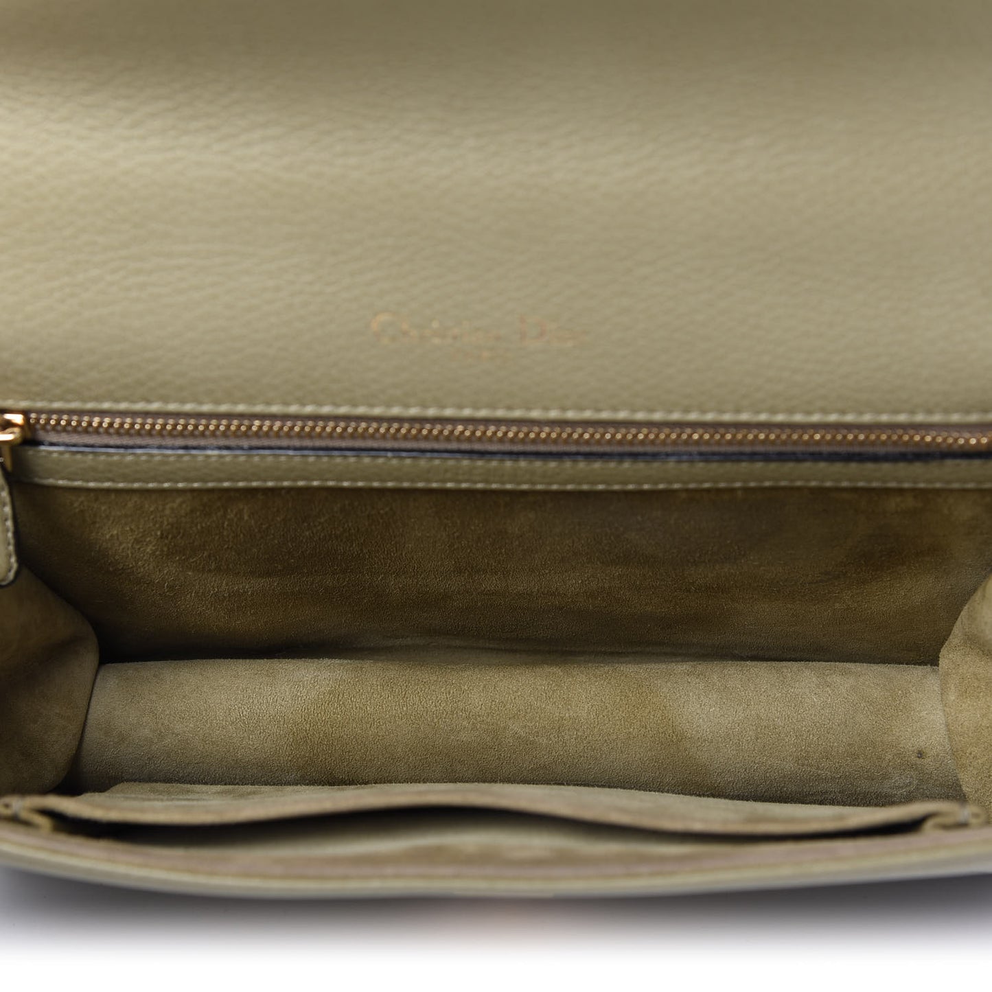 Grained Calfskin Medium Diorama Flap Bag Grey Green
