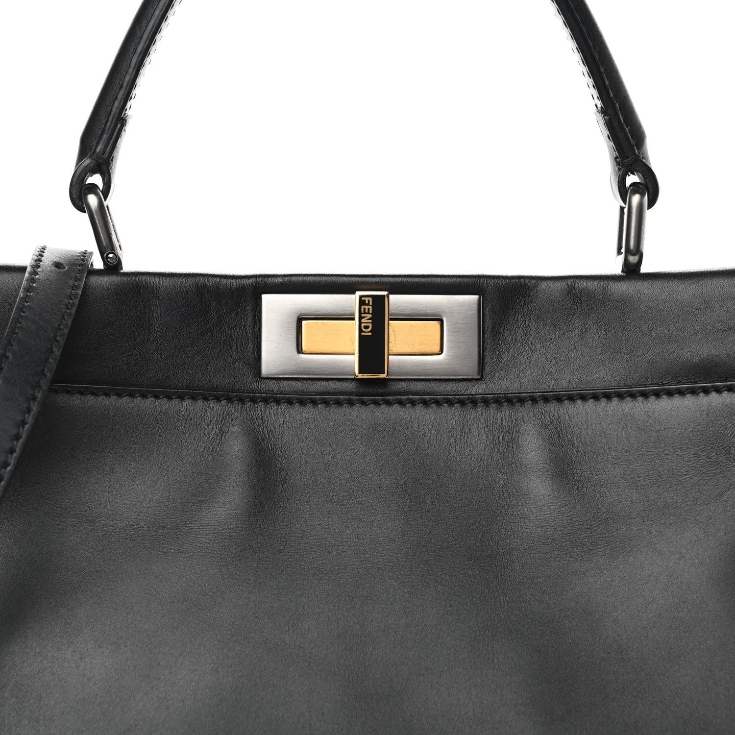 Fendi Calfskin Calf Hair Leopard Print Medium Peekaboo Iconic Satchel Black 9 of 14