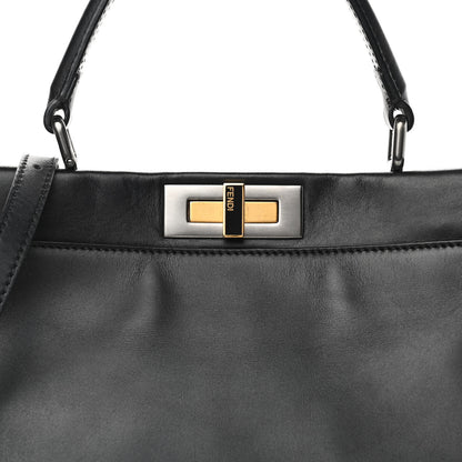 Fendi Calfskin Calf Hair Leopard Print Medium Peekaboo Iconic Satchel Black 9 of 14