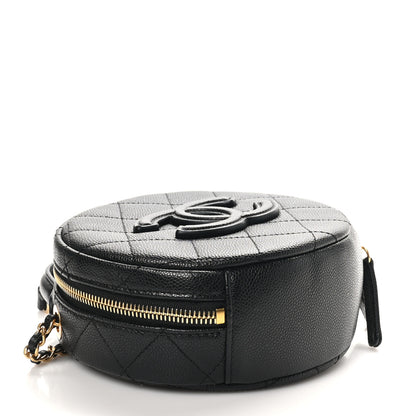 Chanel Caviar Quilted Small Round Vanity With Chain Black 4 of 10