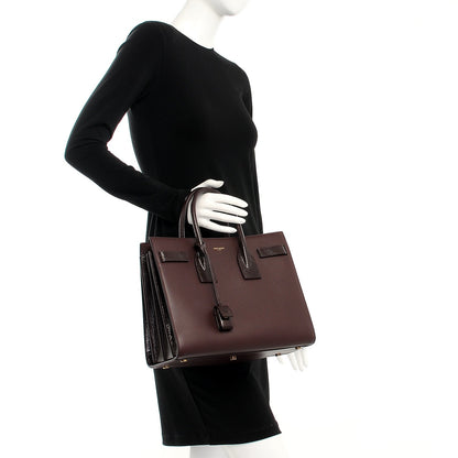 Saint Laurent Calfskin Python Small Sac De Jour Burgundy 3 of 11