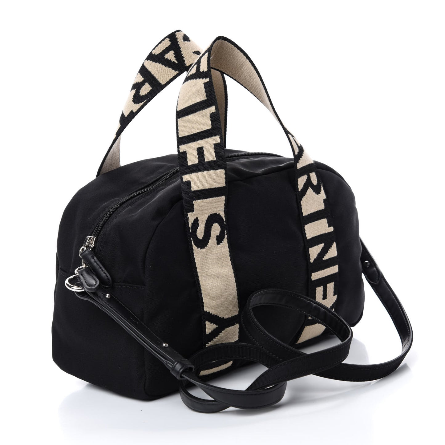 Eco Nylon Logo Medium Boston Crossbody Black