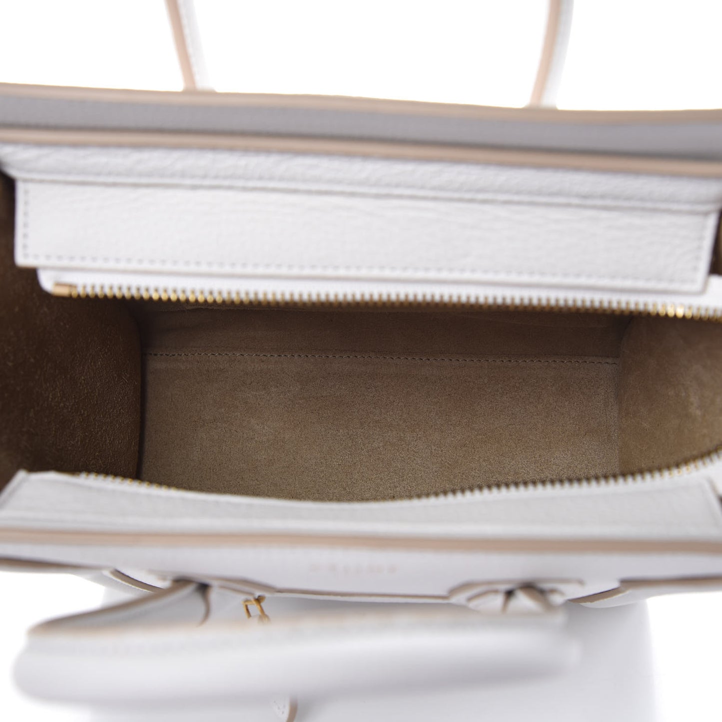 Drummed Calfskin Nano Luggage White