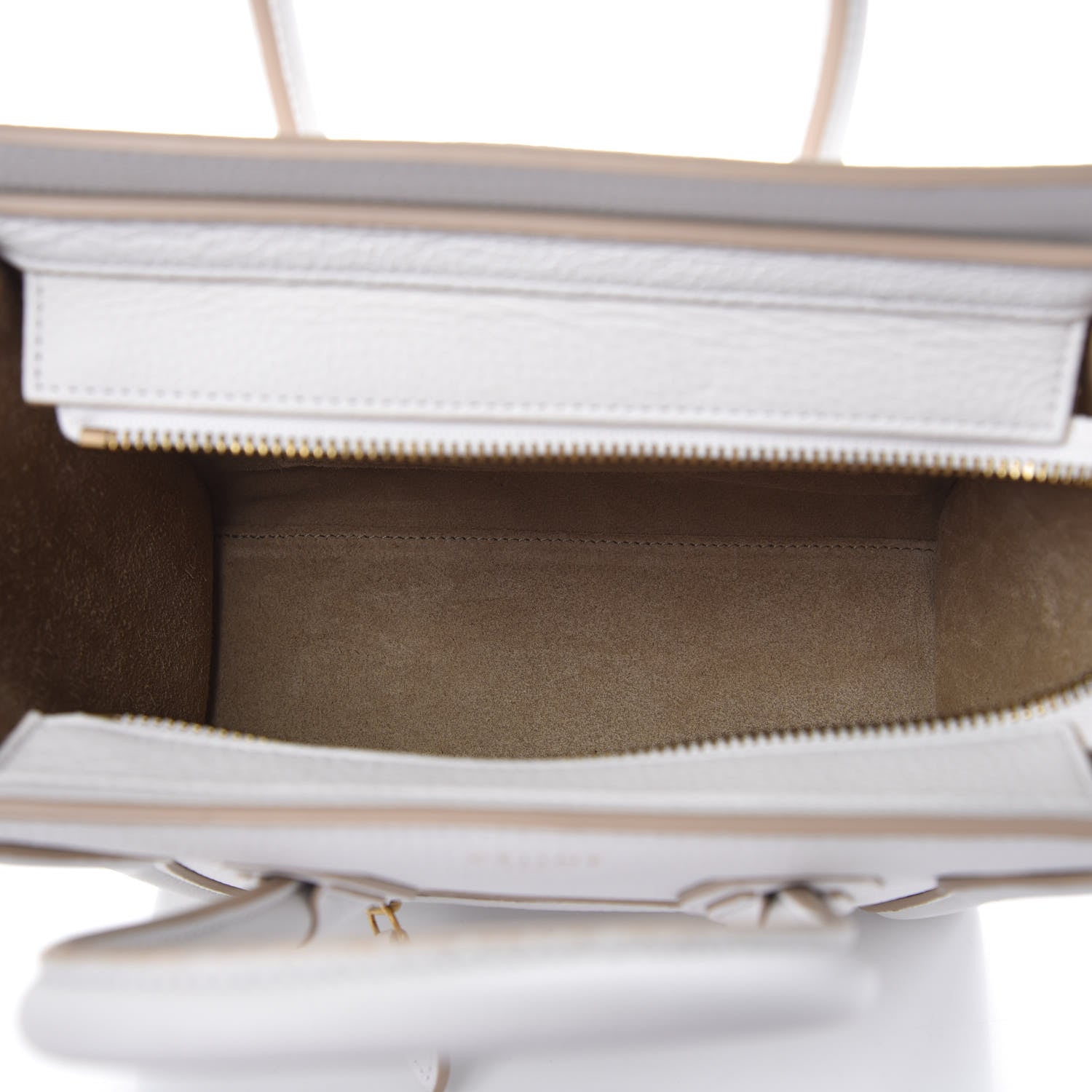 Celine Drummed Calfskin Nano Luggage White 5 of 10