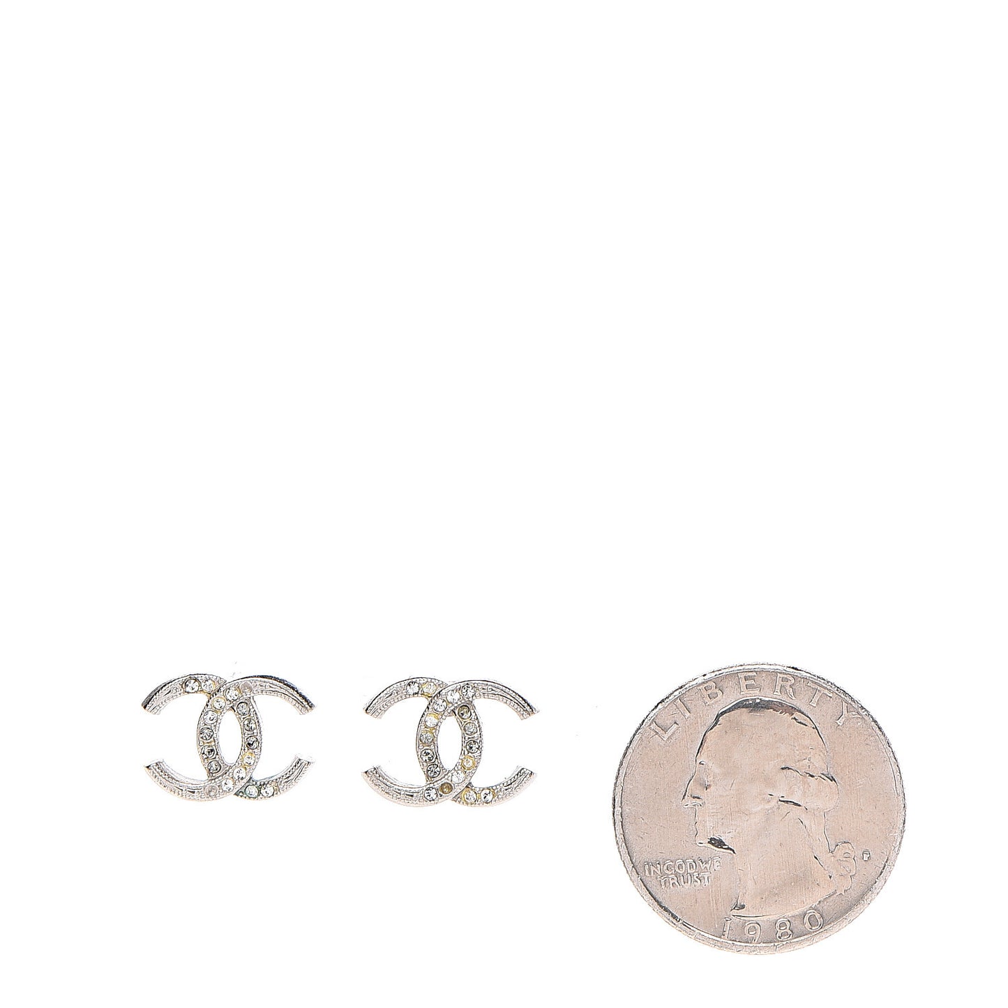 Crystal CC Moon Earrings Silver