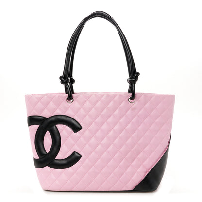 Chanel Calfskin Quilted Large Cambon Tote Pink Black 1 of 10