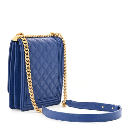 Chanel Caviar Quilted North South Boy Flap Blue 3 of 10