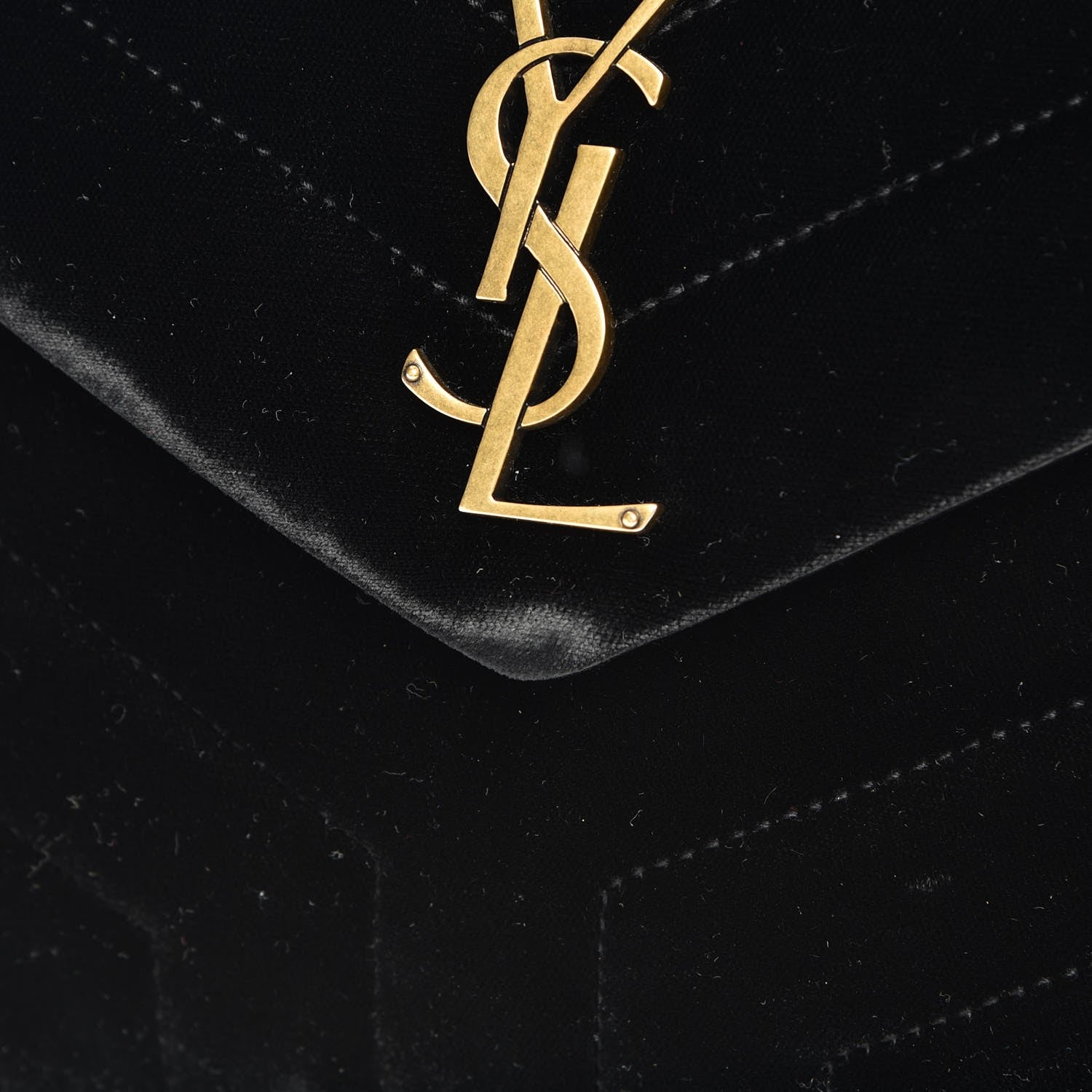 Saint Laurent Velvet Y Quilted Monogram Small Loulou Chain Satchel Black 9 of 9