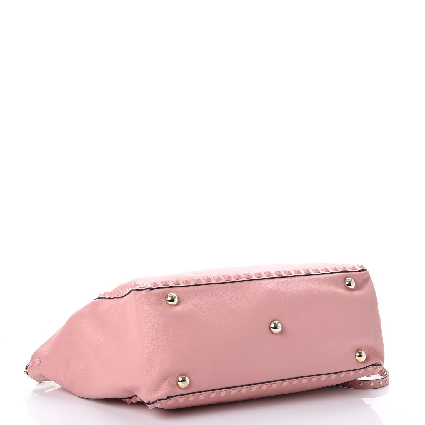 Calfskin Monochrome Medium Rockstud Tote Pop Gardenia