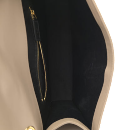 Saint Laurent Grain De Poudre Matelasse Chevron Large Monogram Satchel Dark Beige 5 of 14