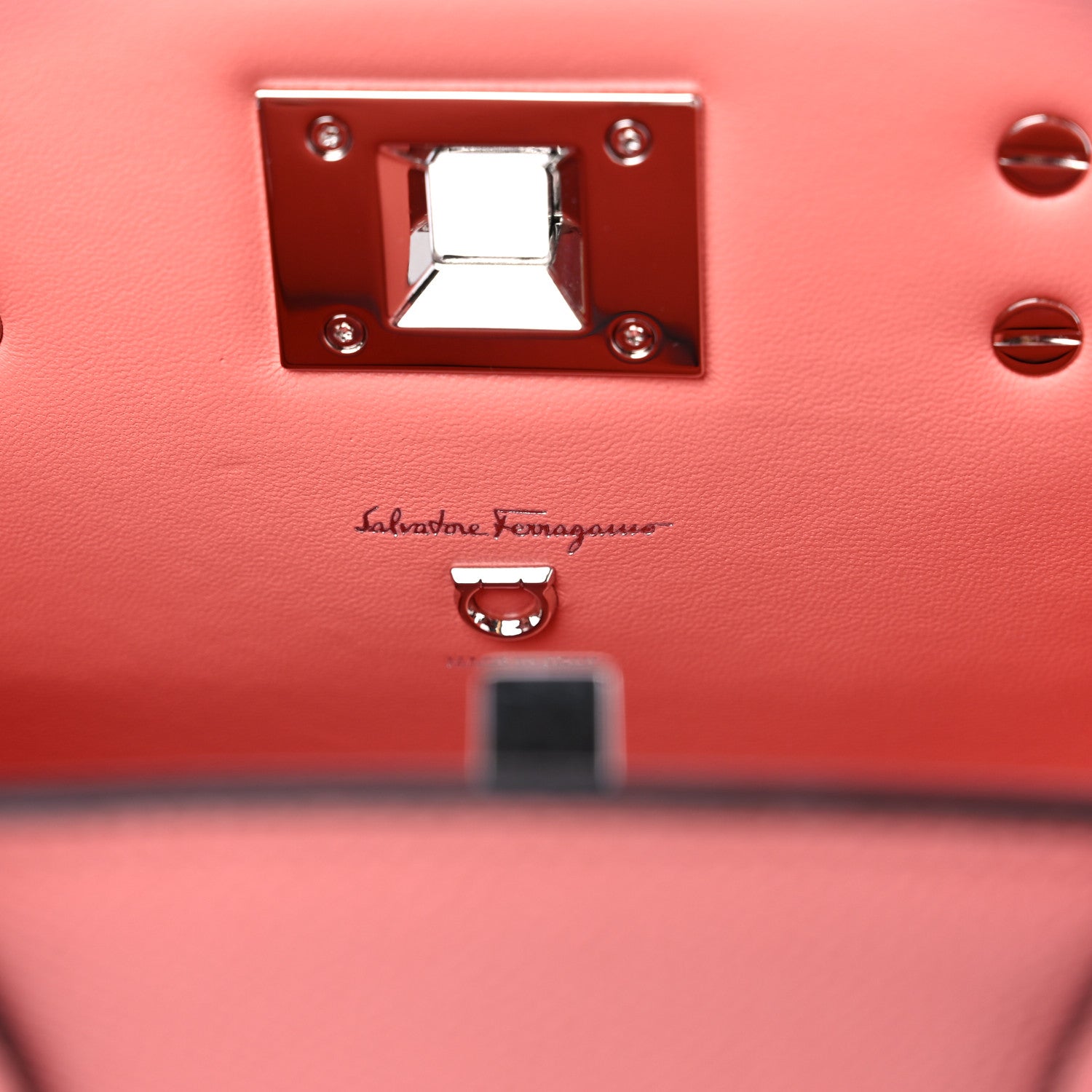 Salvatore Ferragamo Calfskin Small Studio Box Bag Corallo 7 of 9
