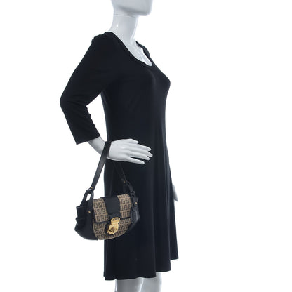 Fendi Zucchino Cuoio Ingrassato Compilation Hobo Beige Black 2 of 7