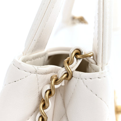 Chanel Shiny Aged Calfskin Quilted Nano Kelly Shopper White 10 of 12