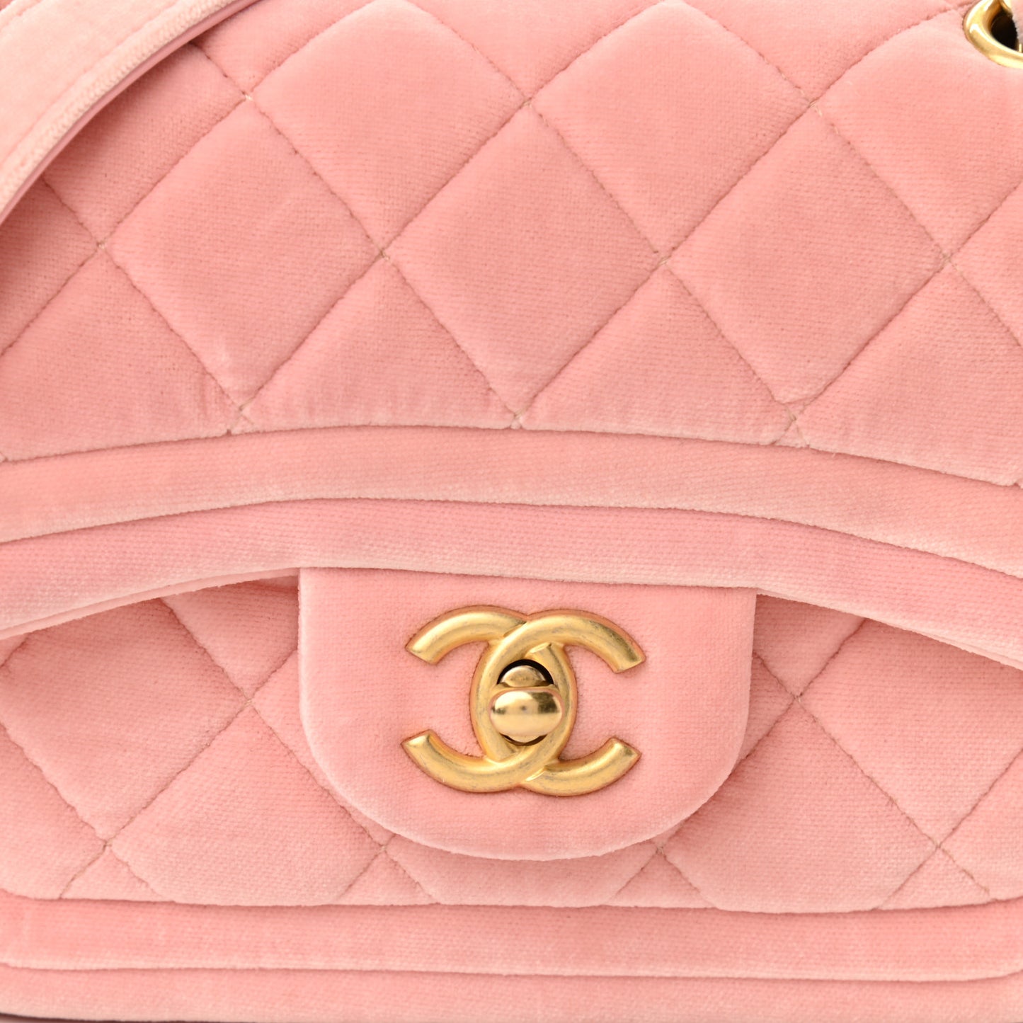 Velvet Quilted Mini Flap Pink