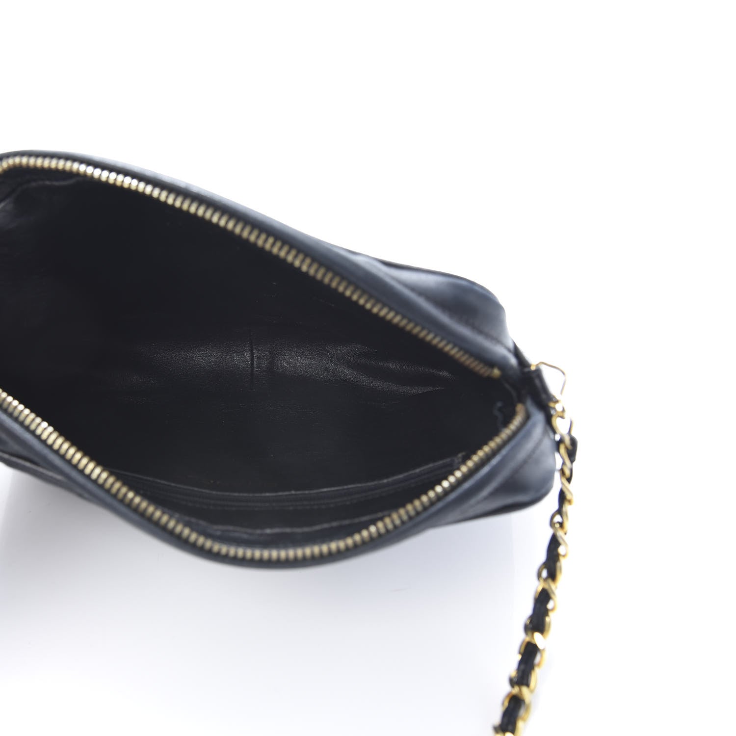 Chanel Lambskin Chevron Quilted Tassel Camera Case Black 5 of 14