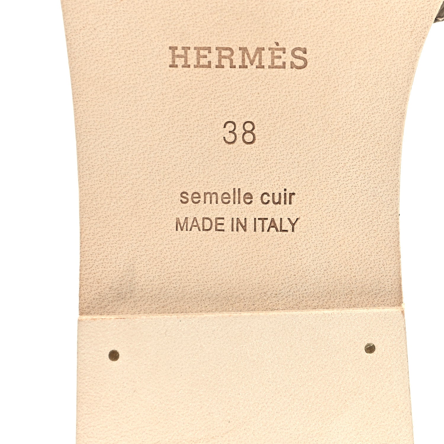 Hermes Epsom Oran Sandals 38 Etoupe 7 of 10
