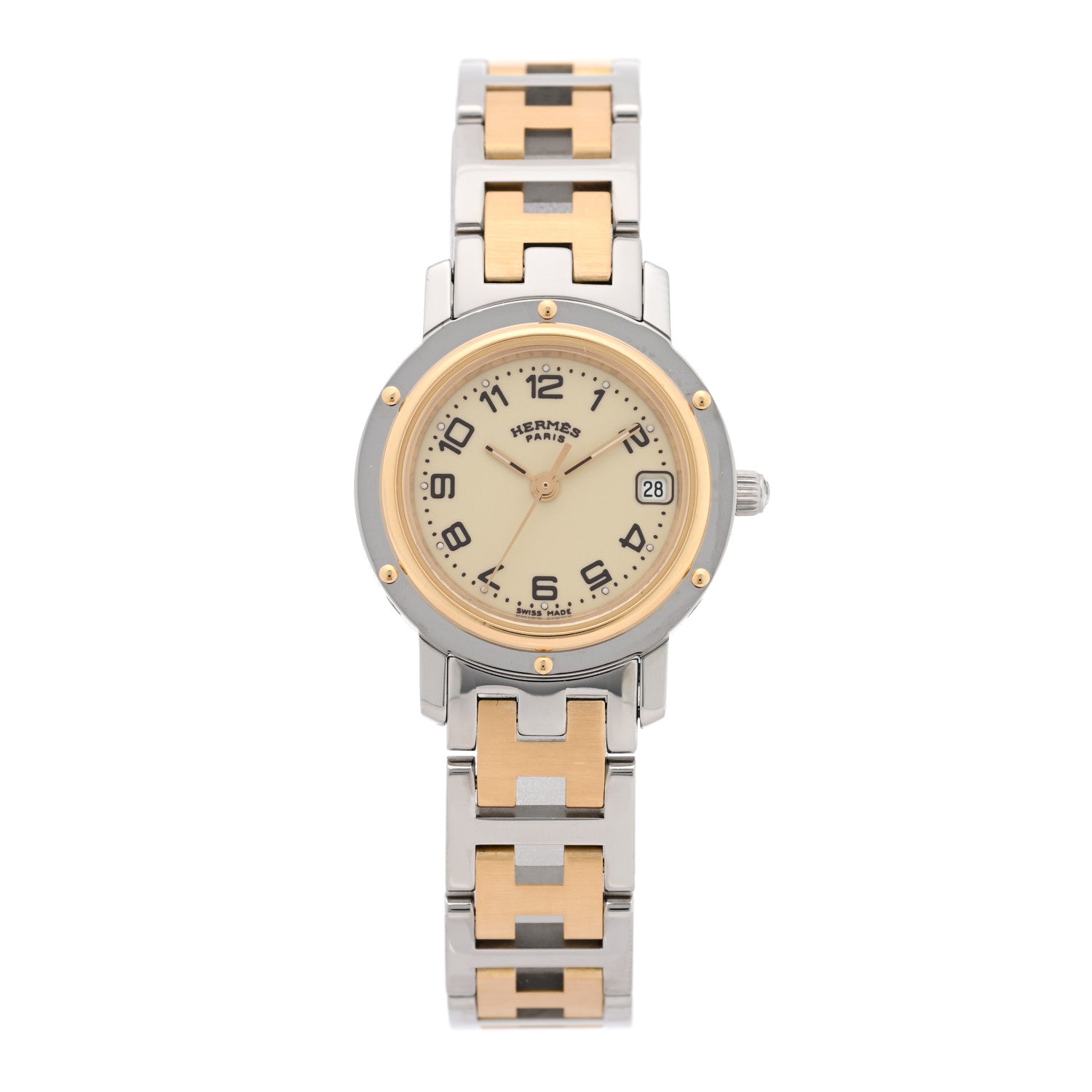 Hermes Stainless Steel 24mm Clipper Quartz Watch Gold 1 of 4