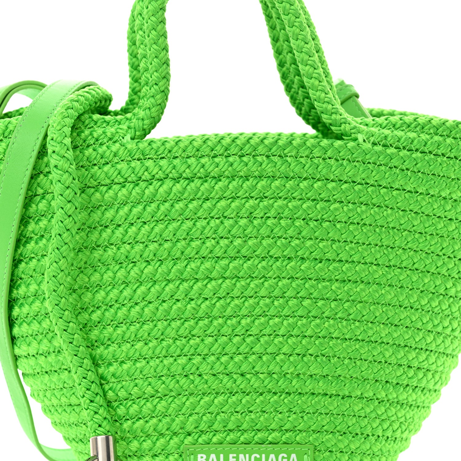 Balenciaga Nylon Lambskin Woven Small Ibiza Basket With Strap Green 8 of 11