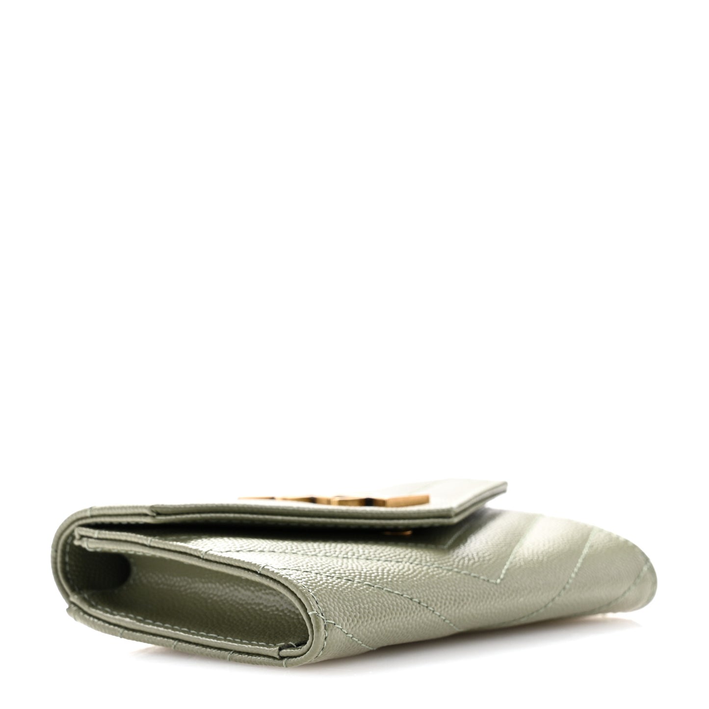 Grain De Poudre Matelasse Chevron Small Monogram Envelope Wallet Light Sage