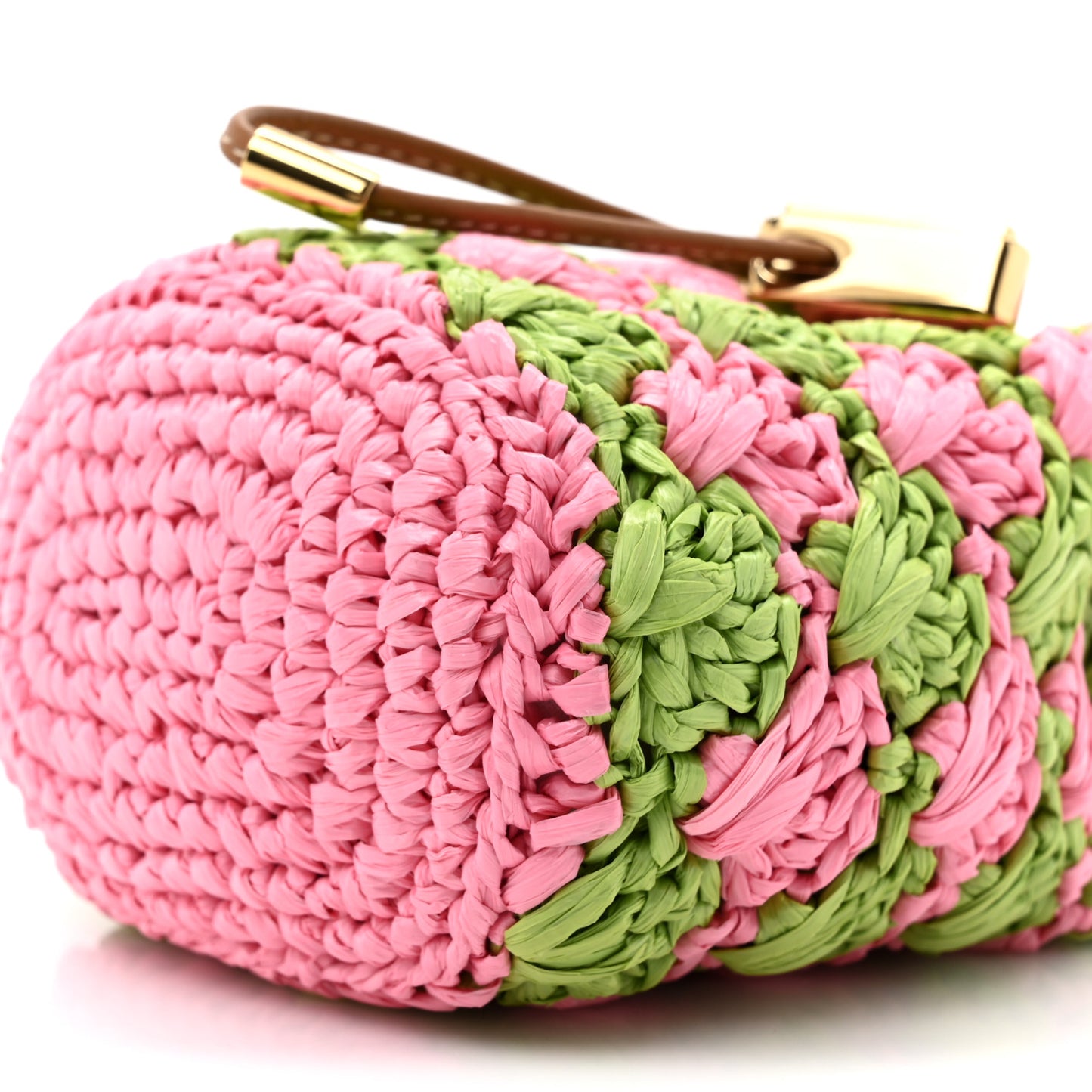 Yarn Raffia Effect Crochet Mini Pouch Petal Pink Lawn Green