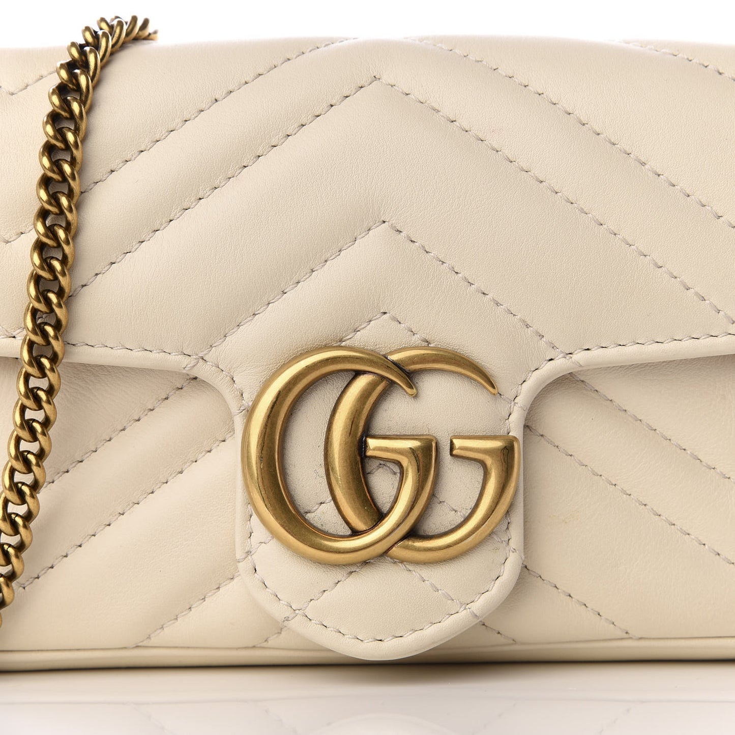 Calfskin Matelasse Super Mini GG Marmont Shoulder Bag White