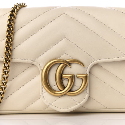 Gucci Calfskin Matelasse Super Mini GG Marmont Shoulder Bag White 8 of 8