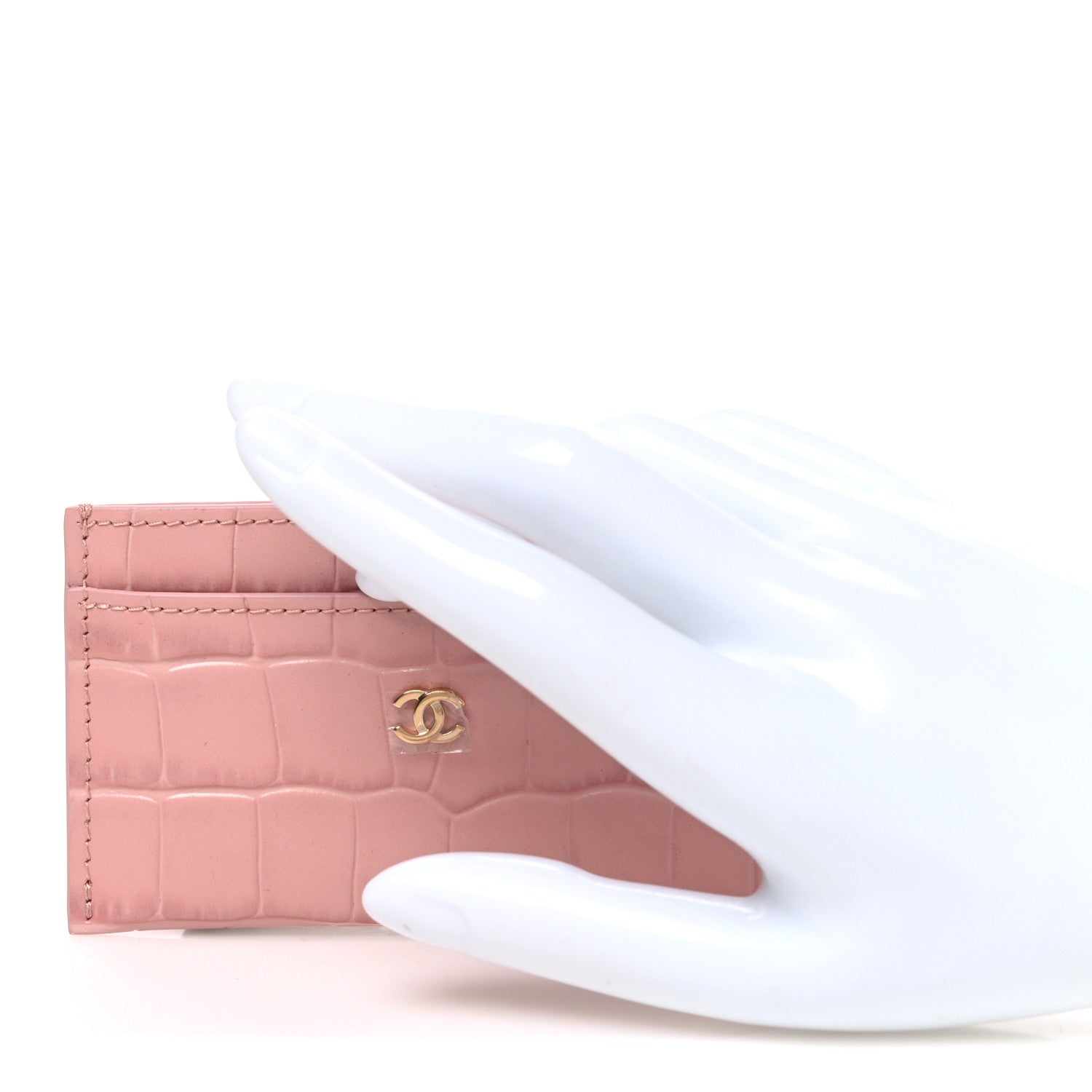 Chanel Calfskin Crocodile Embossed Crococo Card Holder Light Pink 2 of 8