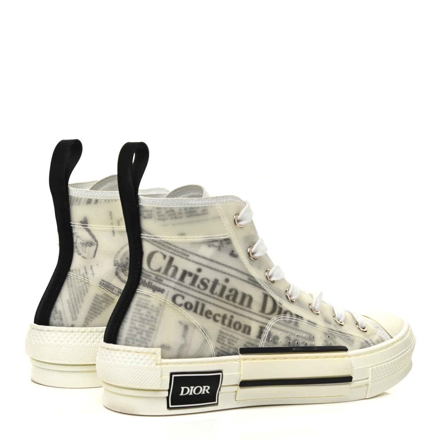 Christian Dior X DANIEL ARSHAM Canvas Newspaper Print B23 High Top Sneakers 36 White 5 of 13