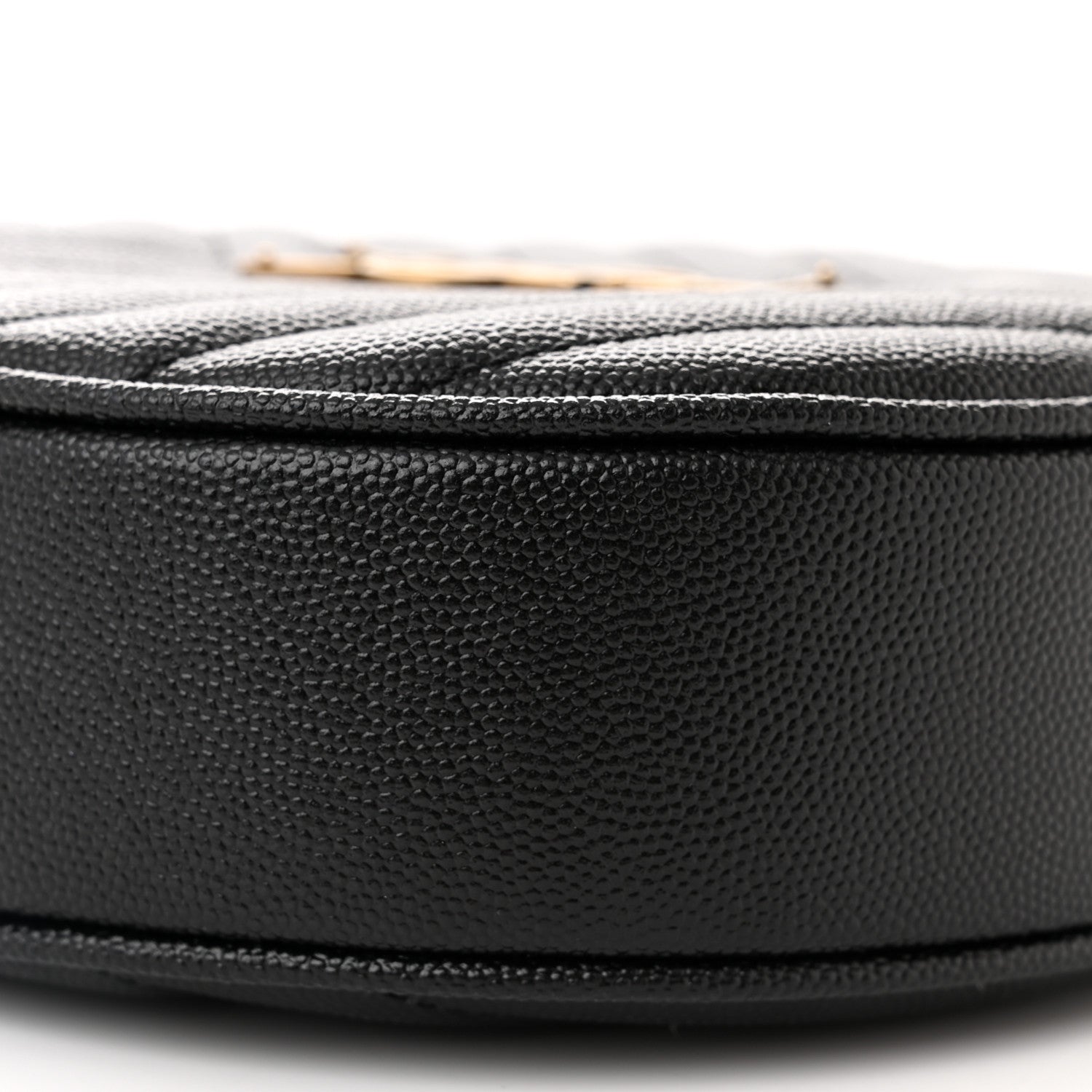 Saint Laurent Grain De Poudre Matelasse Chevron Quilted Round Vinyle Camera Bag Black 9 of 12