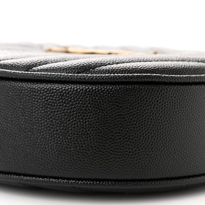 Saint Laurent Grain De Poudre Matelasse Chevron Quilted Round Vinyle Camera Bag Black 9 of 12