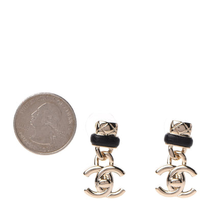 Chanel Lambskin CC Turnlock Drop Earrings Gold Black 2 of 4